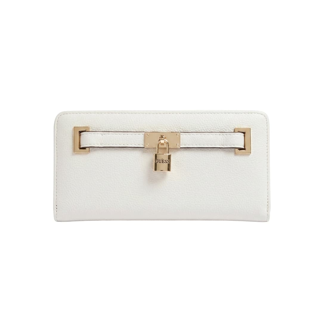 Guess : White Wallet - Gold Padlock Detail